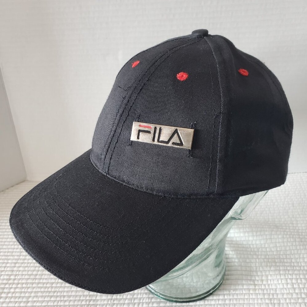 Fila Strapback Baseball Hat One Size Cap Black Logo Athletic Adjustable
